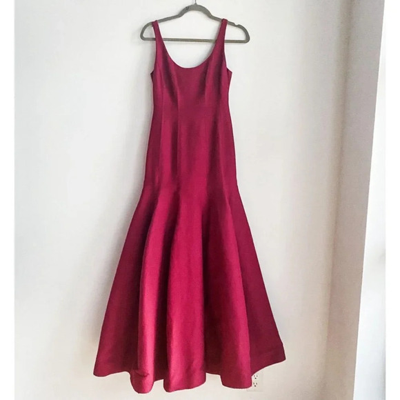 Halston Heritage Red Burgundy Sleeveless Mermaid Fit Flare Prom Red  Carpet Gown - Picture 4 of 9